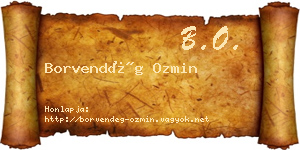 Borvendég Ozmin névjegykártya